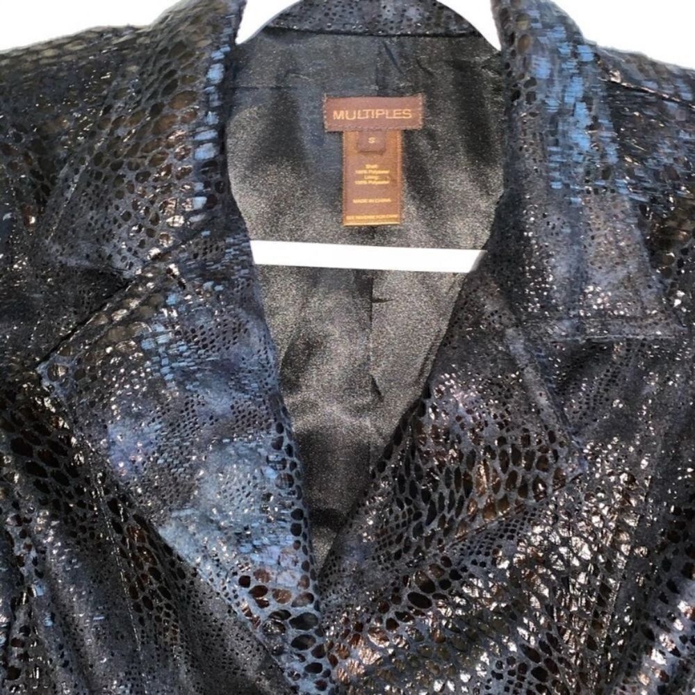 Alligator Textured Jacket Black/Navy by Multiples Size Small - Picture 7 of 7
